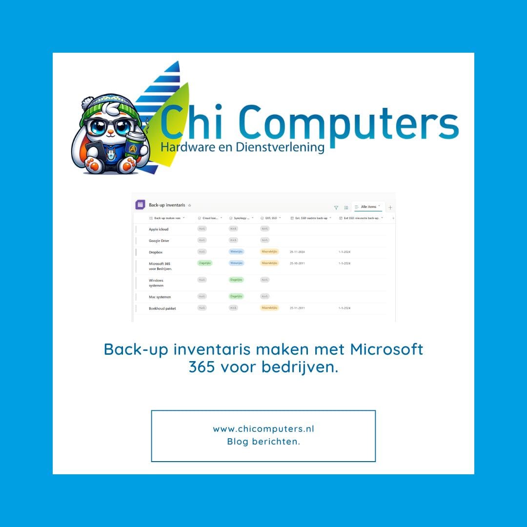 Back-up inventaris maken met Microsoft 365 voor bedrijven.